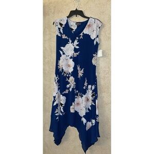 LUXOLOGY FLORAL SHARKTOOTH HEM DRESS